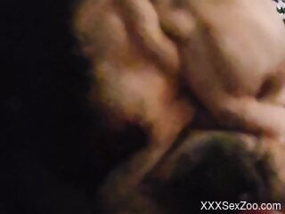 Dog licks man's cock when he jerks off on cam